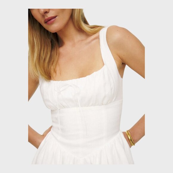 Reformation Daria linen Dress + White 🎉New  🎉 - Picture 2 of 7